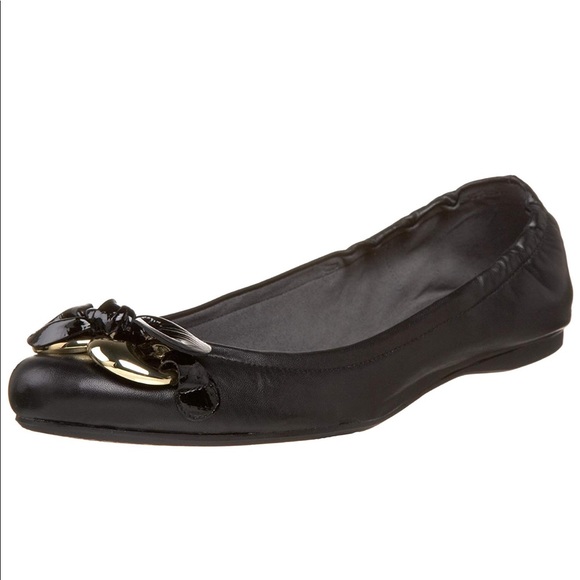 Stuart Weitzman Shoes - Stuart Weitzman Lolly Ballet Flat Black Gold